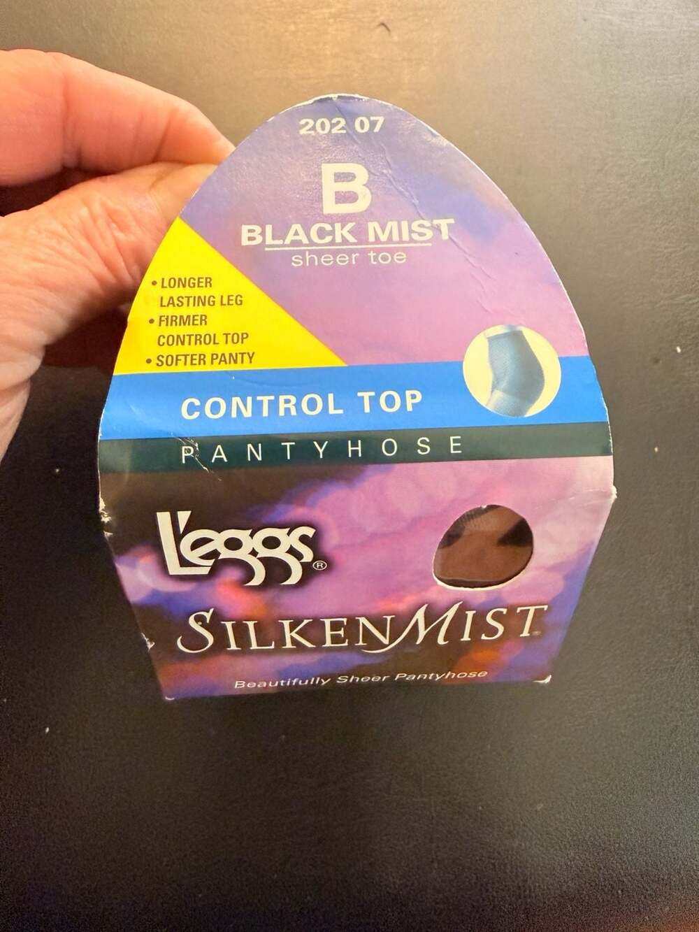 L'eggs Silken Mist Control Top Pantyhose, Size B, Black Mist